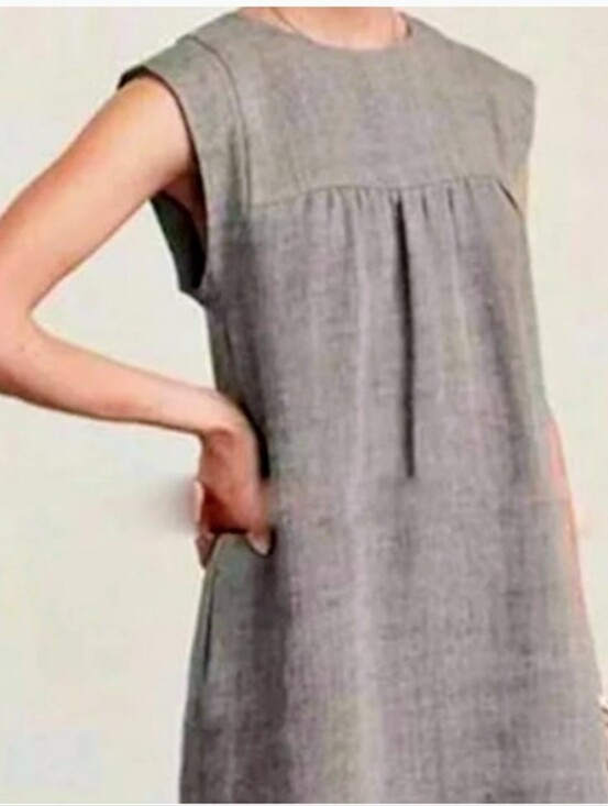 Mayra dress Dresses & Skirts - Mayradress Sleeveless Taupe Cotton Linen Babydoll Dress SZM